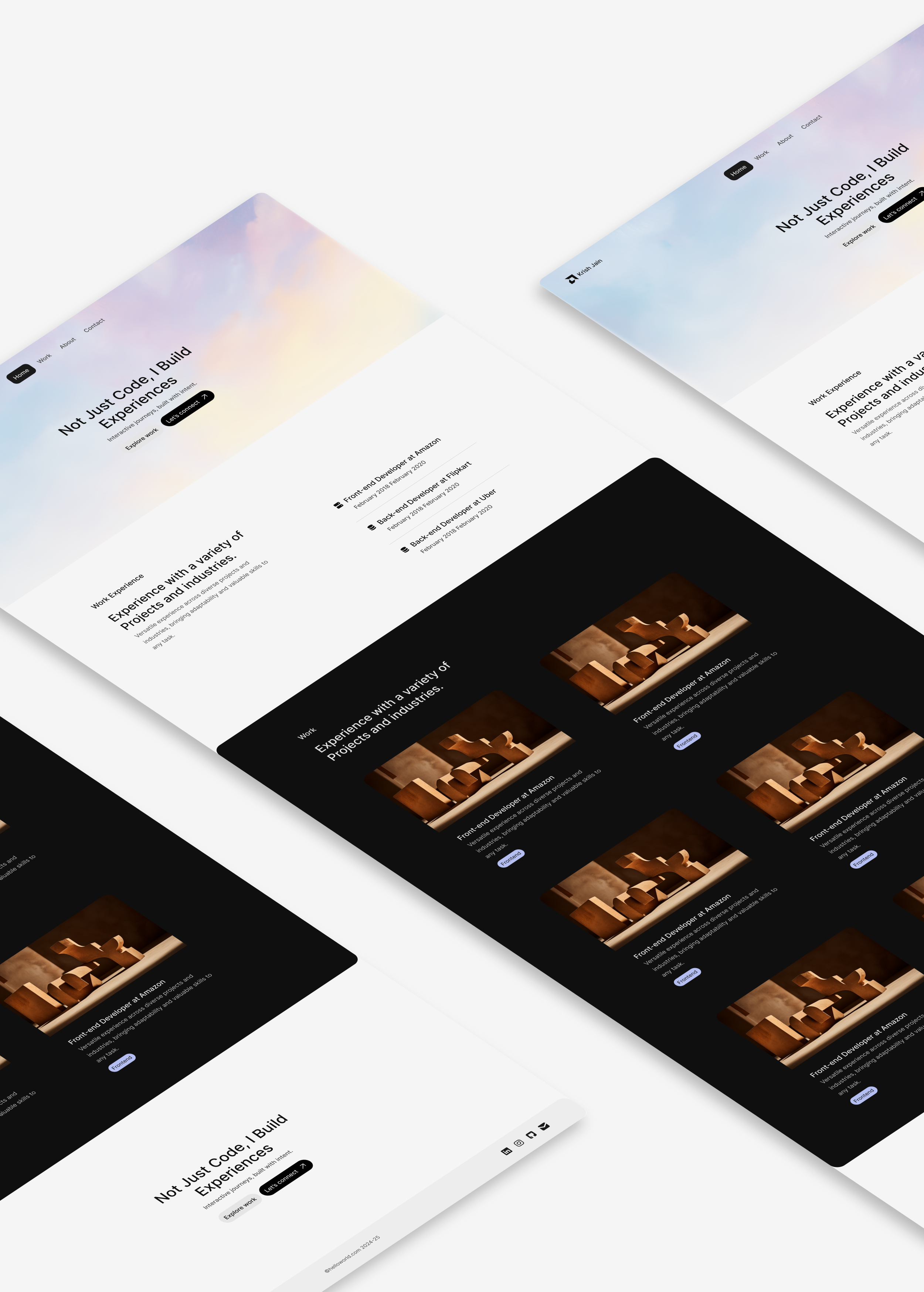 Minimalist Portfolio — Learning Through Interaction animation designpractice figmadesign horizontalscroll interactiondesign layoutdesign learningbydesign minimaldesign motiondesign portfoliodesign productdesign prototyping stickyscroll uidesign webdesign