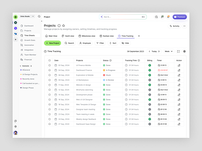 Project Management Dashboard dashboard dashboard ui management dashboard projects saas task management time tracking ui design web web app web design web design inspiration web ui website website design