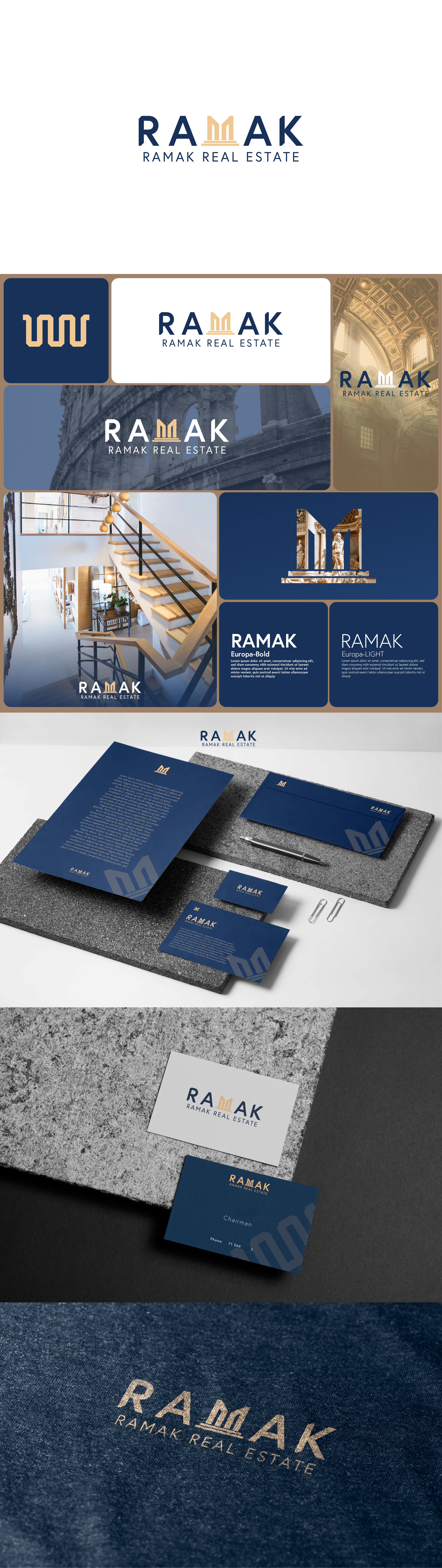 Ramak Real Estate – Brand Identity Design architecture brand identity branding corporate design elegant design logo design luxury brand minimal logo real estate
