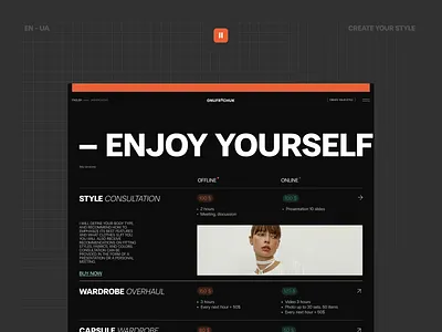 Website for stylist - pricing section fasion style stylist ui uiux