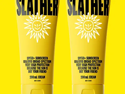Slather Sun Screen Logo Packaging Design brandidentity branding logo packagingdesign