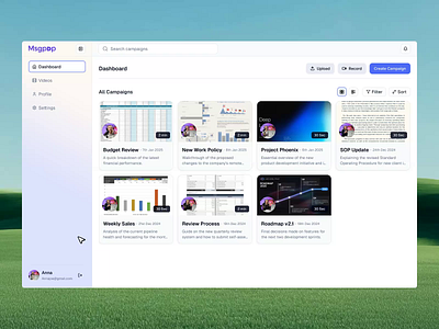 Msgpop - The Video Personalization Web App app redesign clean ui creative direction dashboard design interaction design interface design minimal design modern ui product design redesign saas app smooth ux ui design usability user experience ux design video personalization video platform web app web app design