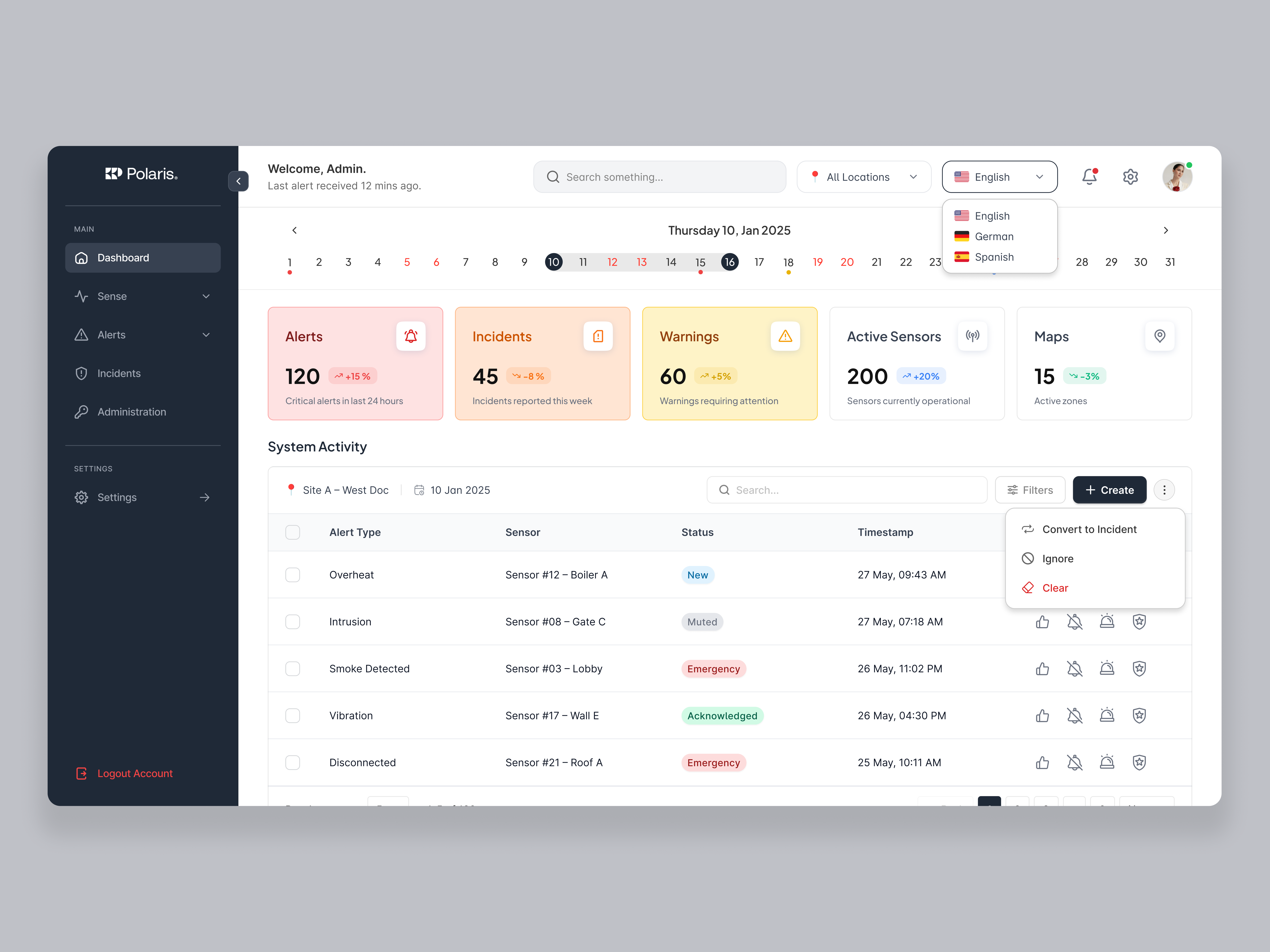 Early Detect – Environmental Monitoring Dashboard UI darkmode dashboarddesign datavisualization enterpriseui figmadesign productdesign saasui uiux webappdesign