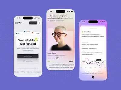 Grantly — Mobile Landing Page Concept appdesign cleanui funding gradientdesign grants landingpage minimaldesign mobilelanding mobileui motion graphics productdesign responsiveui softui startupdesign ui uidesign ux uxdesign uxui webdesign