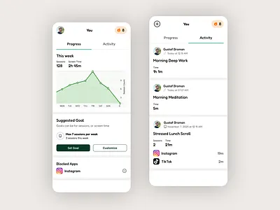 Strava for Deep Work - App Concept app app concept app design deep work focus app mobile app screen blocker strava