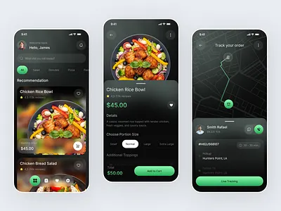 Food Delivery App UI Design app concept dark mode food app food delivery app food ordering mobile ui design modern design order tracking product design restaurant app ui ux design user interface