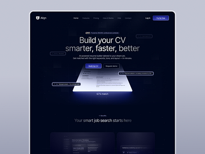 📃 Web Design for AI resume builder | Hyperactive ai ai tool artificial intelligence bento builder card cv dark ui design hyperactive job product design resume saas tech tool ui ux web design