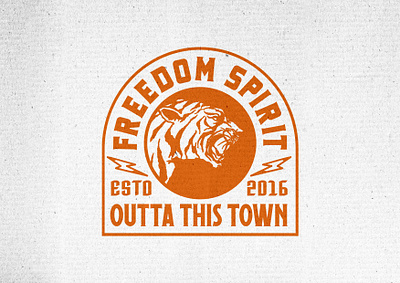 Outta This Town Clothing Brand - Freedom Spirit T-Shirt Design badge beer mat branding creative design identity illustration lockup logo logo design tiger typography