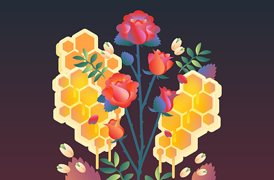 Geometric Botanical - Honey Cornflower botanical illustration cornflower flower illustration geometric geometric botonical illustration