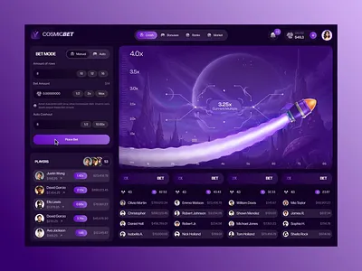 Casino Crash Game Animation animation casino crash game crypto cryptocurrency dashboard game game design gui interaction motion graphics online casino rive ui ux web app web application web3 web3 casino