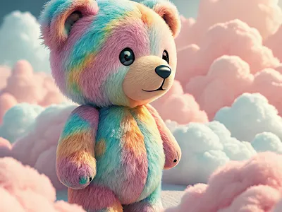 "Cloud Dreamer" | A Whimsical Rainbow Teddy Bear Illustration 3d render adobe illustrator art concept art design design inspiration illustration