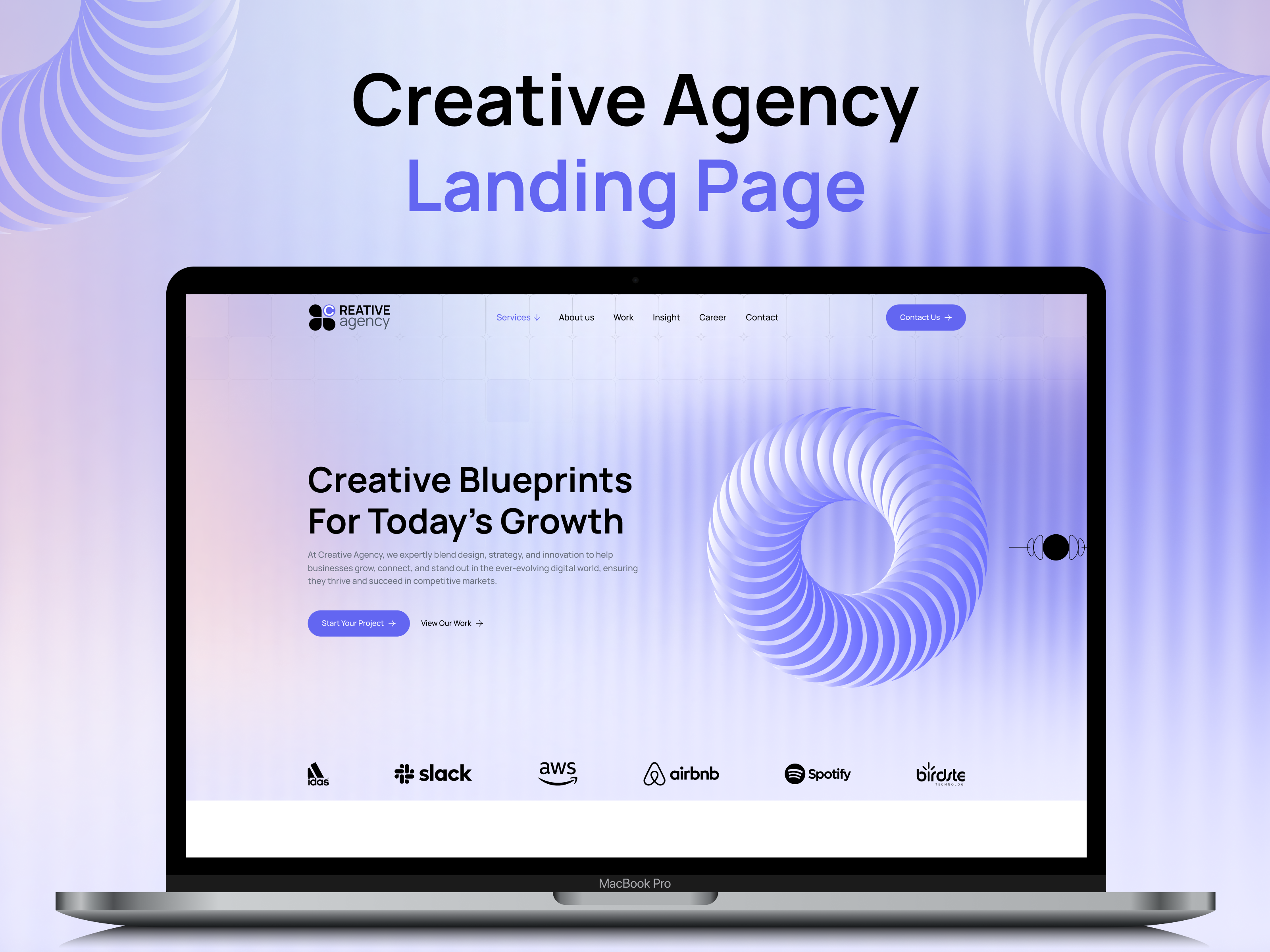Creative Landing Page about us agency website creative agency design figma footer hero landing page our service our work tech agency testimonial ui ui design ux ux design web design