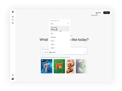 AI Ads Generator - Input field ai ai ads ai ads generator chat ui design generator hover input ui design uiux
