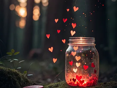 "Enchanted Heart Jar" | A Dreamy Forest Illustration 3d render adobe illustrator art concept art design design inspiration illustration