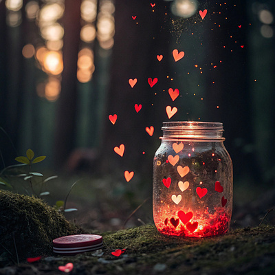 "Enchanted Heart Jar" | A Dreamy Forest Illustration 3d render adobe illustrator art concept art design design inspiration illustration