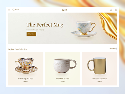Koa - Luxury E-commerce Hero Section design ecommerce figma herosection luxury minimalist productdesign shopify ui uidesign uiux ux uxdesign uxerarafat webdesign