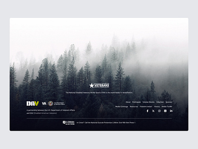 Winter Sport Clinic Footer clinic cold design desktop footer image link links logo mountain mountains partnership ski sport trees ui veteran veterans web design winter