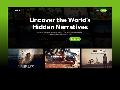 Landing page design for streaming ui