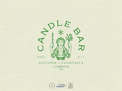 Candle Bar Brand Identity bar brand design brand identity branding branding design classic elegant green hand drawn identity design illustration italian logo logo design monochromatic restaurant statue vintage visual identity woman