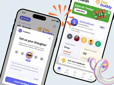 Hey Buddy – Pet Care & Community App UI branding figma figma ui design landing page mobile app uiux pet app pet app ui pet care app design ui ui design uiux uiux design ux design