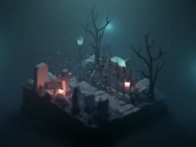 spooky graveyard 3d animation graphic design