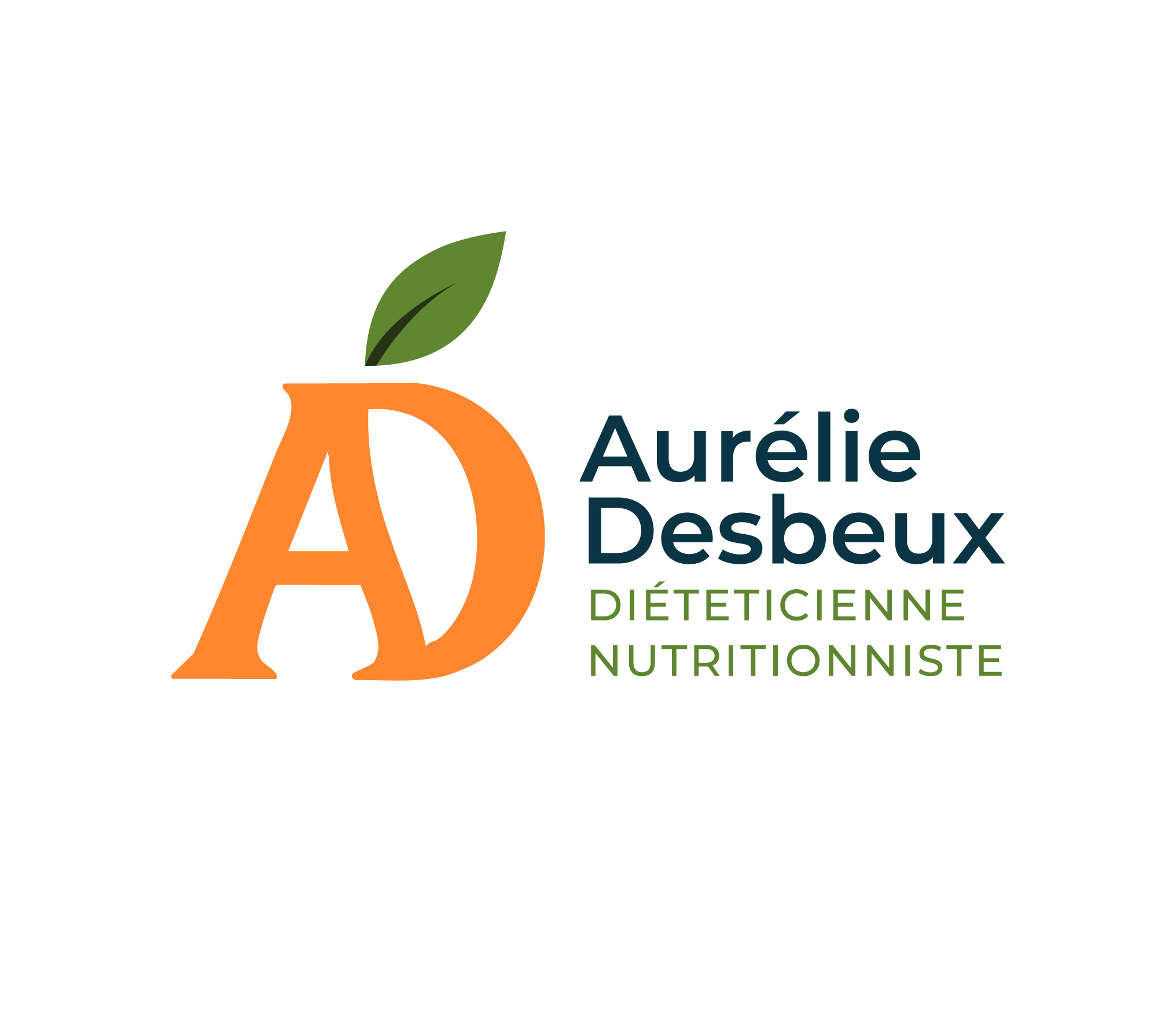 LOGO AURÉLIE DESBEUX NUTRITIONNISTE / DIÉTETICIENNE branding design graphic design logo monogram print typography vector