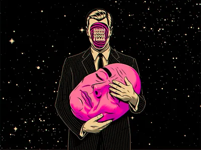 Release worry. Choose peace. black cosmic design figurative art illustration mind mindset peace positive thinking psychedelic retro surrealism trippy vector vintage worry