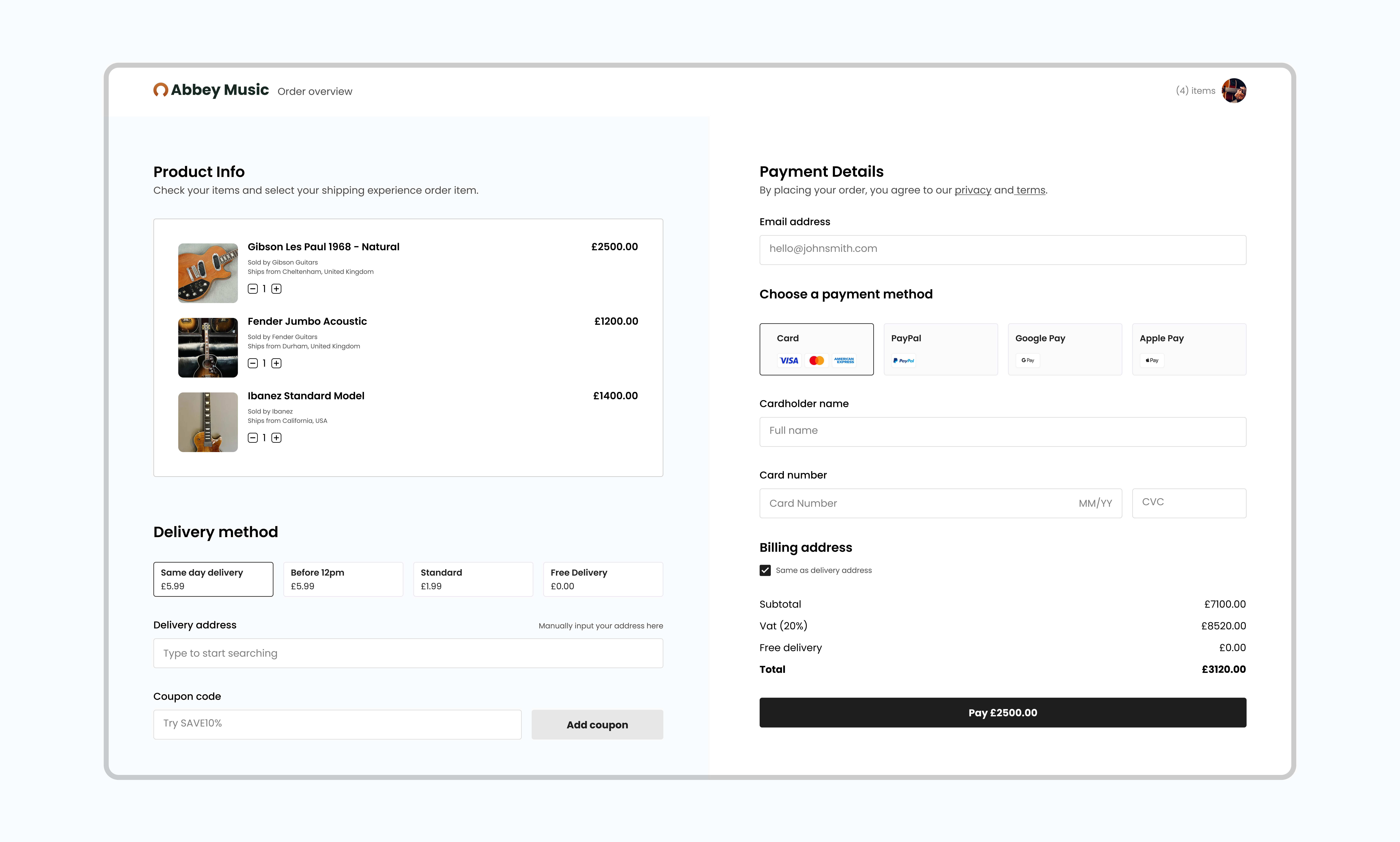 Website Checkout Exploration ui