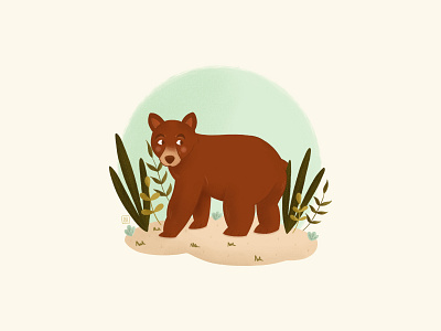 Grizzly bear cute drawing grizzly illustration leaves procreate