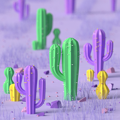 3D wonder cactus land 3d botanical c4d cactus cartoon cinema 4d creative cute cute 3d design game illustration illustration for web media modeling ui
