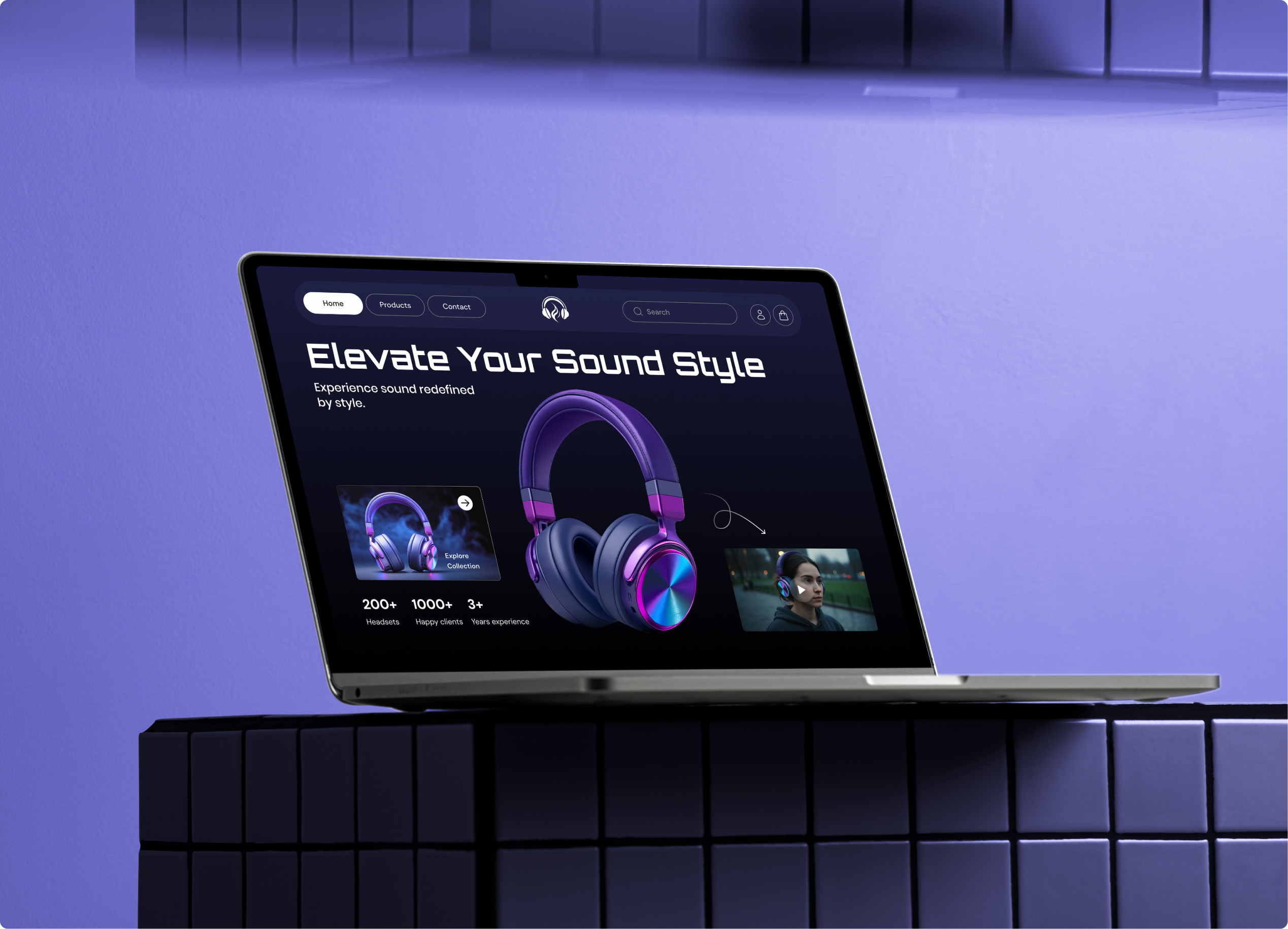 Futuristic Headphones Brand UI - Modern & Stylish Concept dark theme ecommerce website figma headphone brand headseats minimal ui modern design product design sound brand ui sound system ui ui design uxui web design
