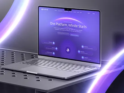 Artifisial - AI Platform & Startup Hub academy website ai news ai platform card design cyber aesthetic dark theme event platform futuristic ui glassmorphism glowing effects gradient mesh holographic innovation platform modern tech neon design premium design purple gradient startup hub tech community tech startup