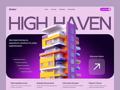 Real Estate Web Design Luxury Property Website Hero UI/UX Design apartment apartment buy sell colorful design figma design framer house buy sell house rental website luxury service luxury service website modern property buy sell modern real estate website neo brutalism peno lab real estate real estate hero section site user experience design website uxui design web webflow