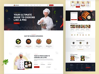 Cooking Learning Platform class cooking delivery education food order food website header home page junayed leanding learnig platform modern design online popular resturante web ui website