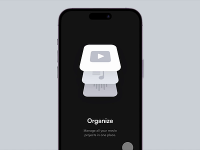 Onboarding animation for a video editing app animation black dark design duyluong gray interaction interaction design iphone 14 mobile origami prototype swipe ui video video editing