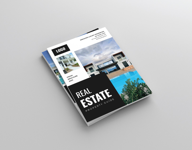 Modern Real Estate Property Brochure Template architecture portfolio construction company brochure corporate real estate design editable indesign template elegant brochure template home selling brochure house sale brochure luxury home brochure luxury property template modern business brochure printable real estate template property catalog property listing catalog real estate agency design real estate brochure template real estate flyer real estate guide real estate marketing real estate open house flyer realtor brochure