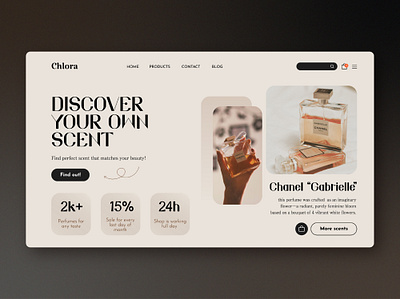 Perfume company landing page cosmetic design graphic design homepage product ui