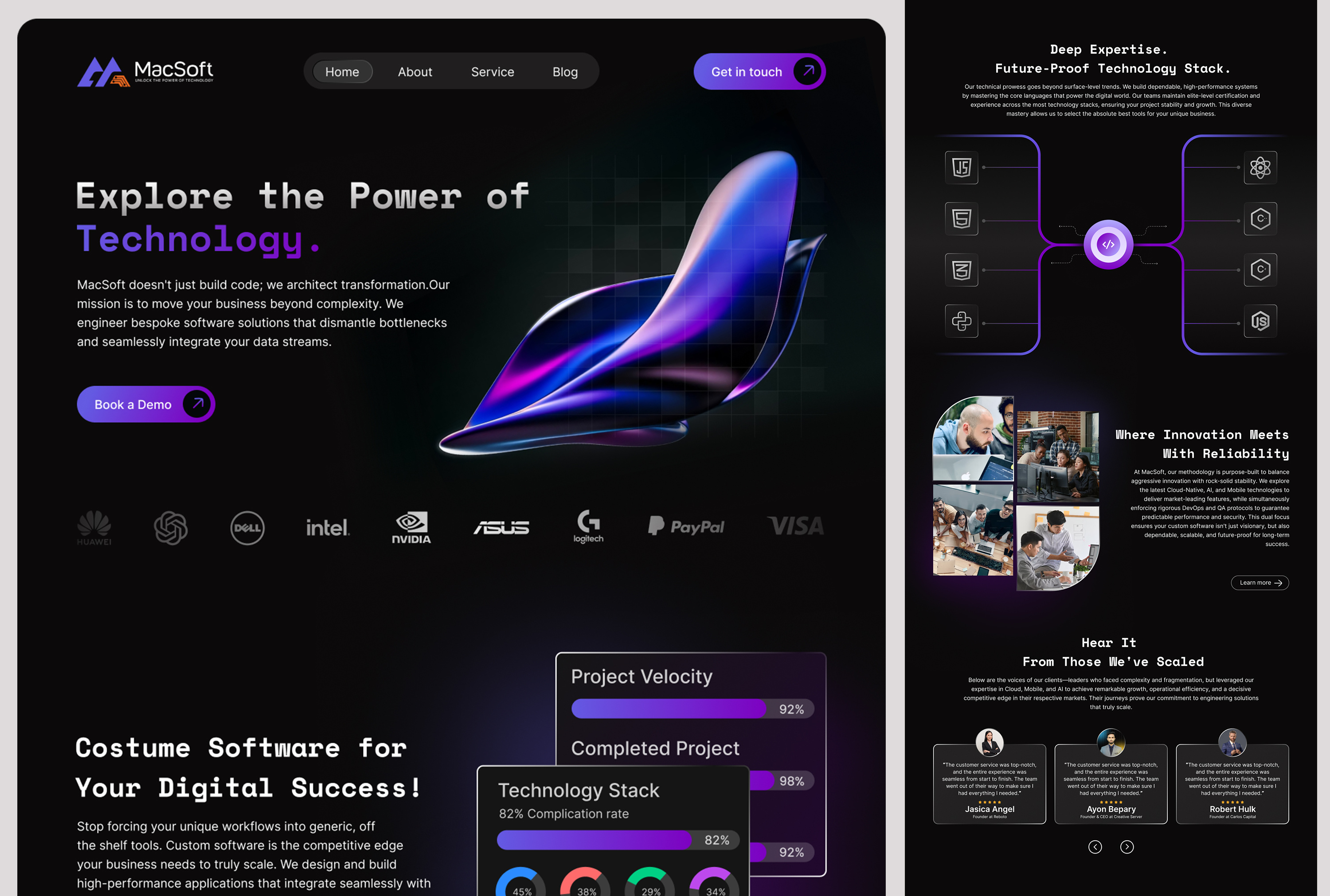 Example of Saas Website, Landing Page UI/UX Design