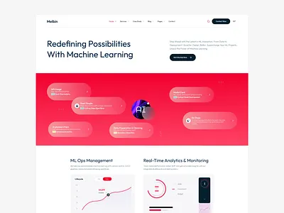 Machine Learning & Data Science Landing page agency website aiux creative website datadrivendesign design machinelearning mldesign neuralnetworks predictivedesign productdesign smartinterface techui uiux uxforai web
