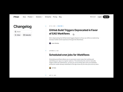 Changelog dev framework grid layout minimal product web web design