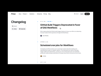 Changelog dev framework grid layout minimal product web web design