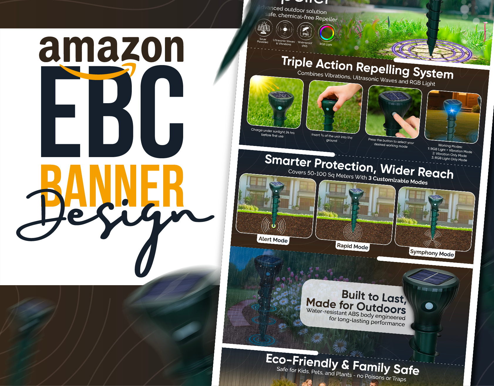 EBC Banner Design - Solar Mole Repeller amazon amazongraphics amazonlistingdesign apluscontent dribbbleshot ebcdesign ecommercedesign graphicdesign listing productdesign rehmangraphics visualbranding