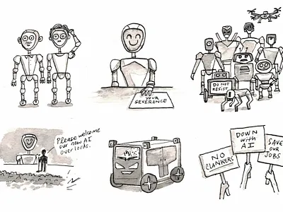 Ai Overlords ai artificial drawing ink intelligence overlord robots singularity takeover technology uprising watercolor