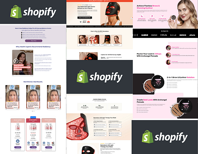Shopify store setup and design, sales funnel design advertorial page design gempages illustration landing page pagefly product page replo salesfunnel shopify shopify developer shopify landing page ui