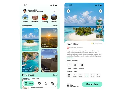 Go Travel app UI design figma sf pro rounded ui