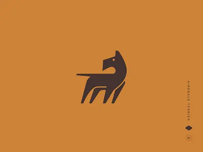 Airedale Terrier abstract animal form airedale terrier trademark animal identity system bold vector emblem canine identity character symbol design contemporary mascot dog logo design evil twin inc fox terrier logo hound silhouette logo exploration minimal pet logo modern animal mark modernist illustration playful brand mark schnauzer silhouette welsh terrier mark