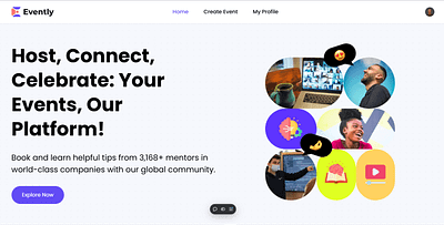 Evently - Events website branding design frontend development illustration ui ui design ux web application website design website development