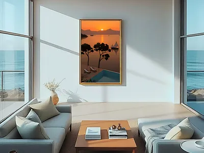 Golden Horizon art cinematic art design digital painting graphic design illustration interiorart moderndesign natureanddesign peacefulatmosphere sereneviews sunsetvibes visualharmony wall art warmlight