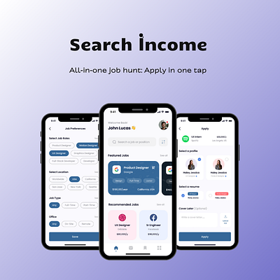 Search Income - Job Search Mobile App app design app development application development design frontend development mobile app development mobile application development mobile design mobile development ui ui design ux