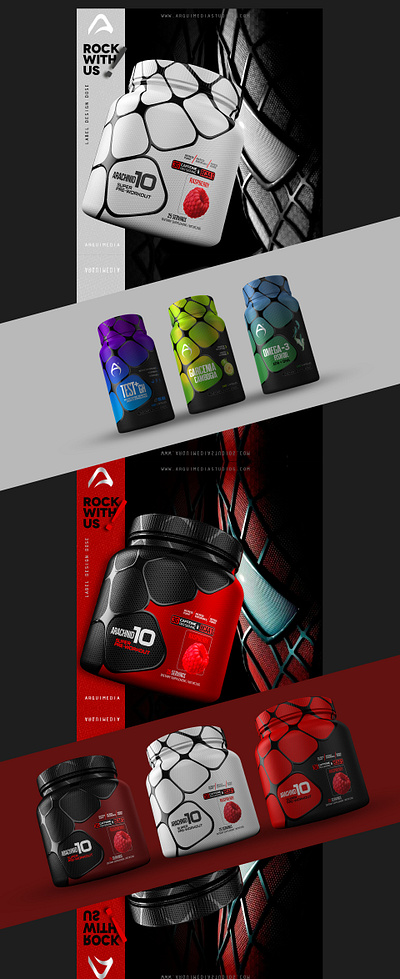 Branding for Supplements 3dimages arquimediastudios branding design label packaging sports supplements